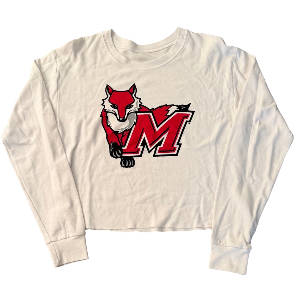 White Long Sleeve Frankie the Red Fox Marist University College M Logo XL